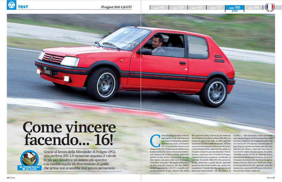 Peugeot 205 1.9 GTi elaborata auto storica test in pista