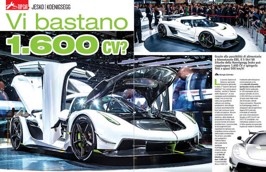 Koenigsegg Jesko top car elaborazione 1.600 CV con bioetanolo