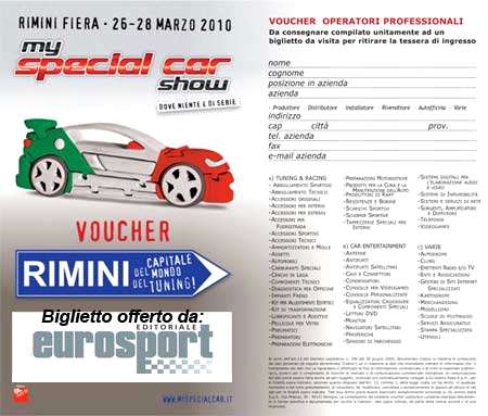 Biglietto Omaggio My Special Car Show Operatori