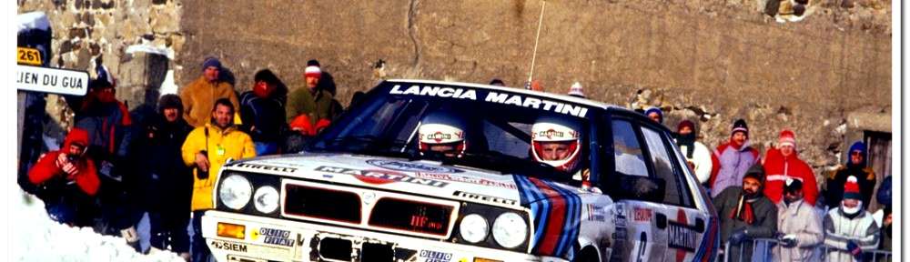 Miki Biasion in gara al Rally di Montecarlo 1987