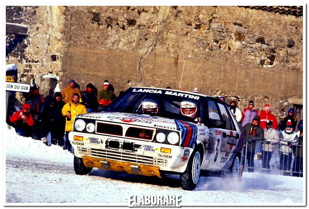 Miki Biasion in gara al Rally di Montecarlo 1987