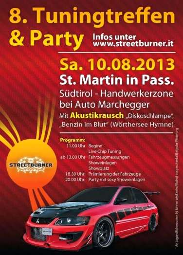 Locandina 8° Tuningtreffen Passeier & Party