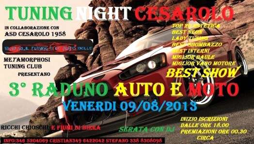 Locandina Tuning Night Cesarolo 3° Raduno Auto Moto