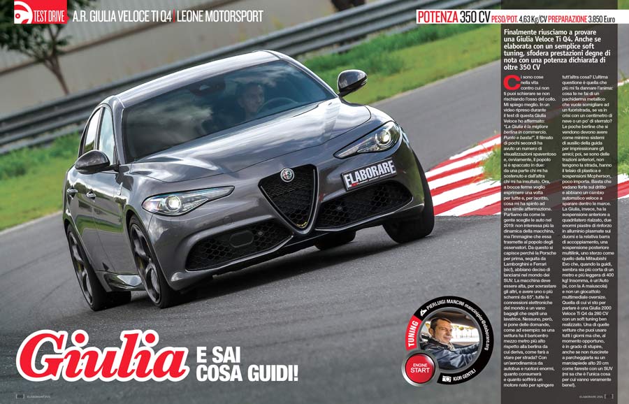 Alfa Romeo Giulia Veloce Ti Q4 elaborata 350 CV con preparazione Leone Motorsport