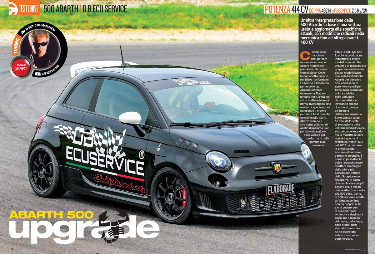 Abarth 500 D.B. Ecu Service - su Elaborare magazine 282 Settembre - Ottobre 2023