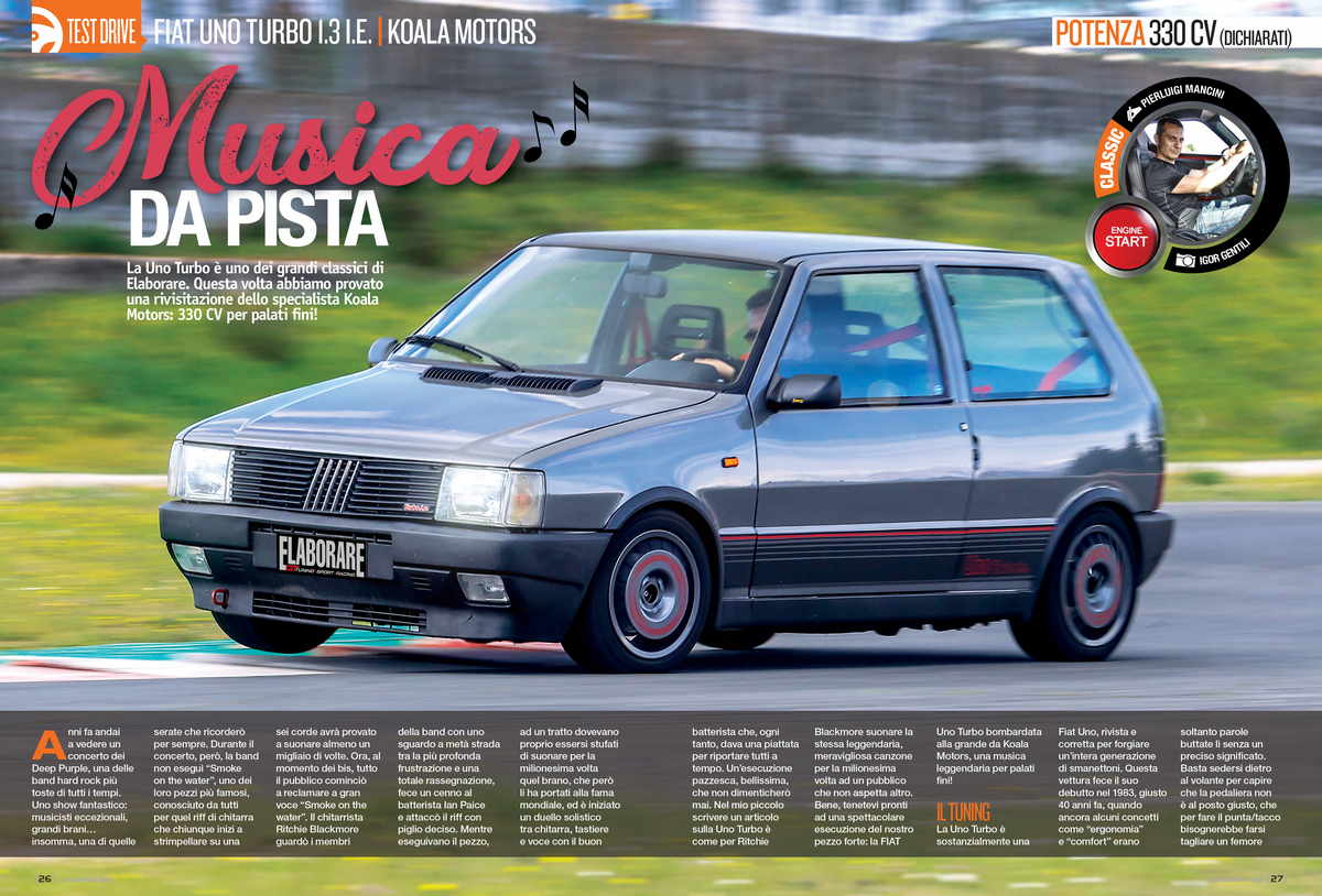 FIAT Uno Turbo 330 CV Koala Motors su Elaborare Magazine 282 - Settembre - Ottobre 2023